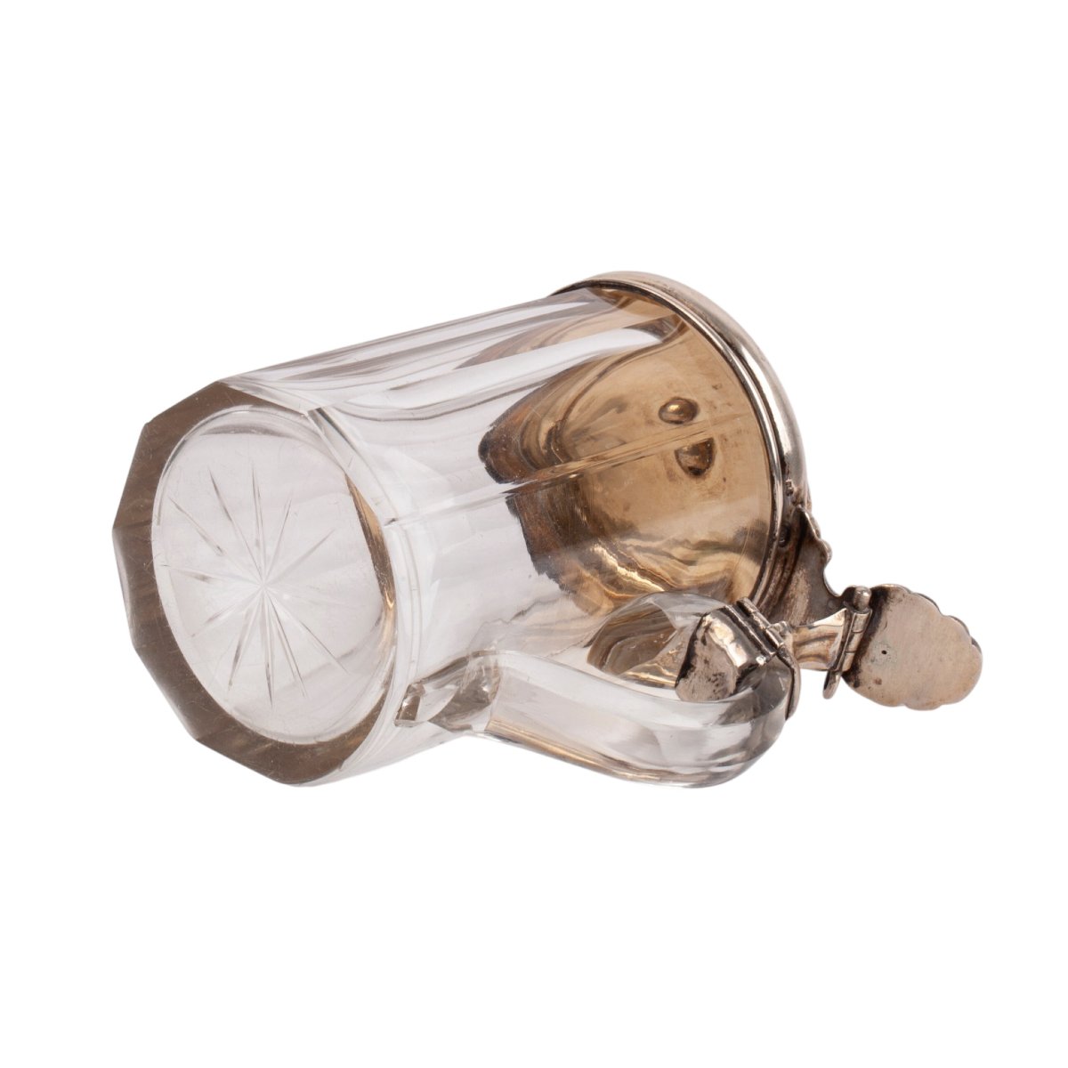 Russian Silver-mounted Cut-glass Tankard With Dog Finial-photo-2