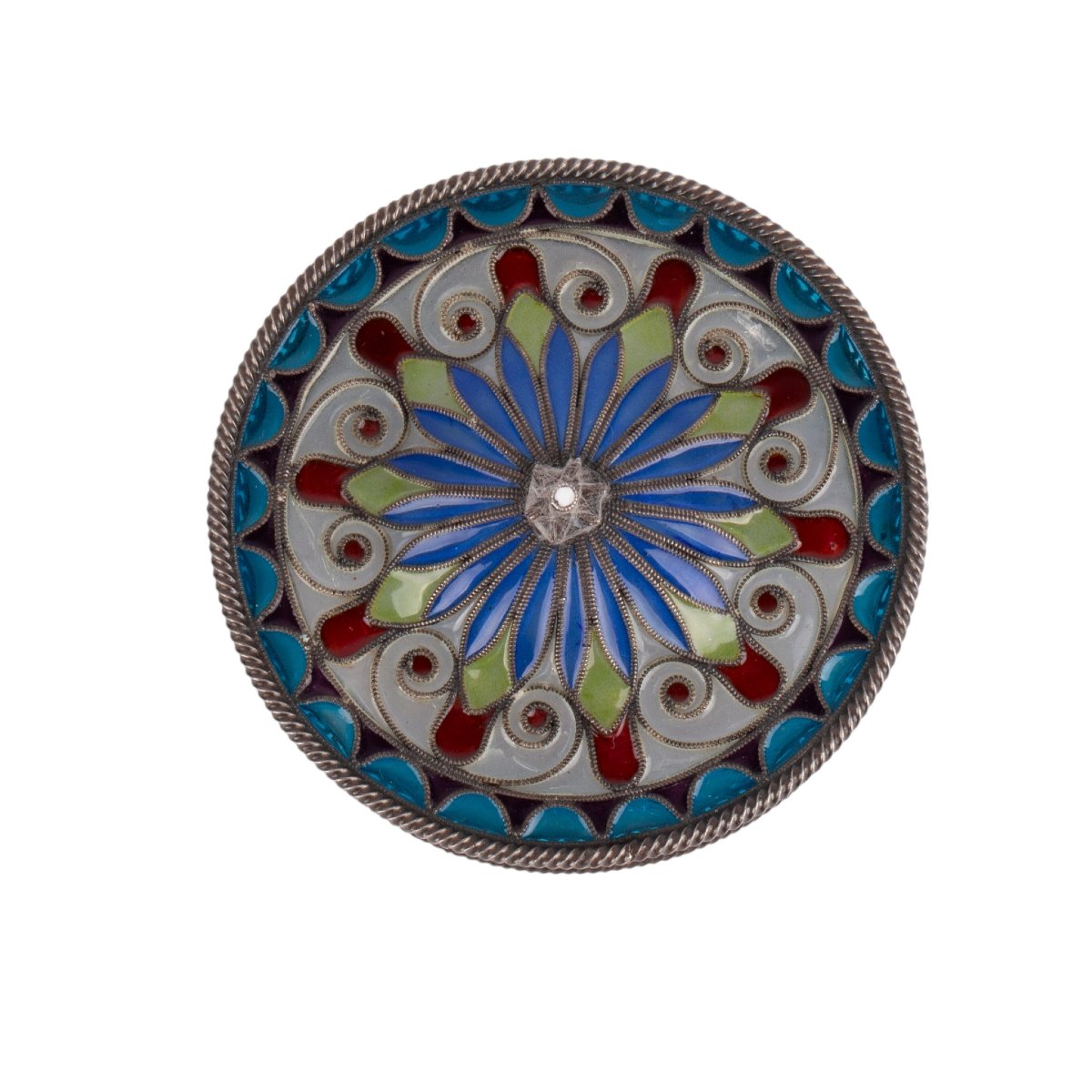 Russian Crystal, Silver And Plique-à-jour Enamel Snuff Box-photo-4