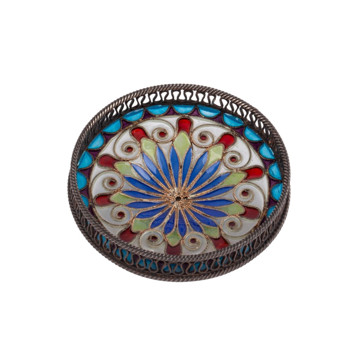 Russian Crystal, Silver And Plique-à-jour Enamel Snuff Box-photo-1
