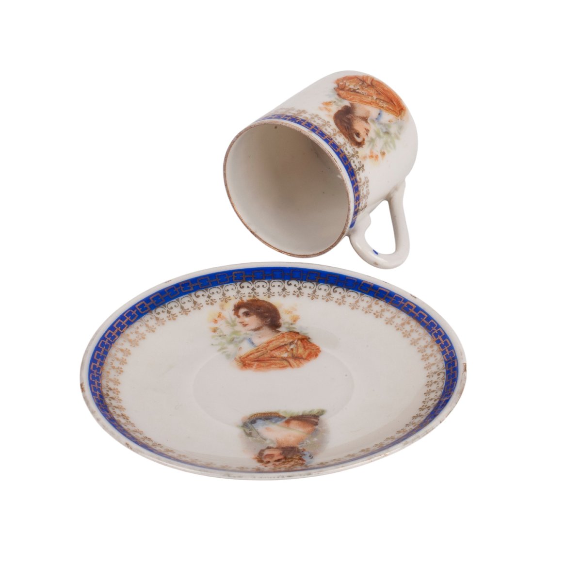 Rare Early Soviet Porcelain Cup And Saucer, Dulevo “pravda” Factory, Circa 1925–1930-photo-4