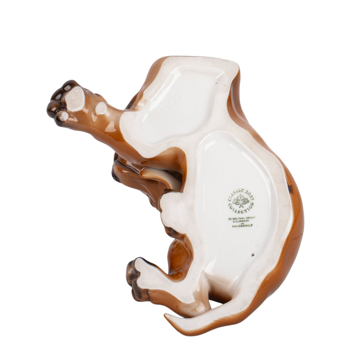 Sujet en porcelaine Rosenthal représentant un teckel couché, Allemagne, peint à la main-photo-3