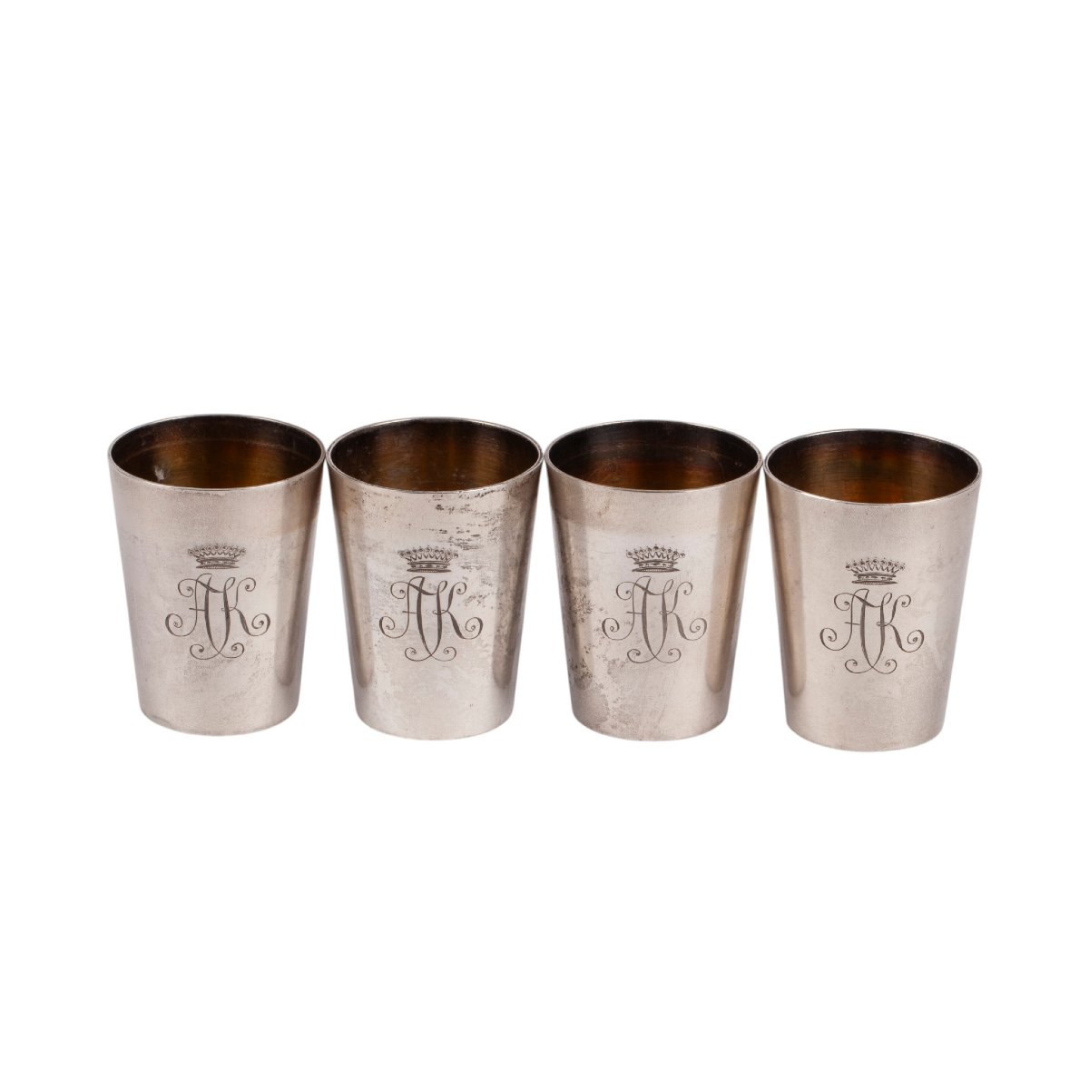 Set Of Four Russian Silver Shot Glasses, Grachev Brothers, Late 19th–early 20th Century-photo-4