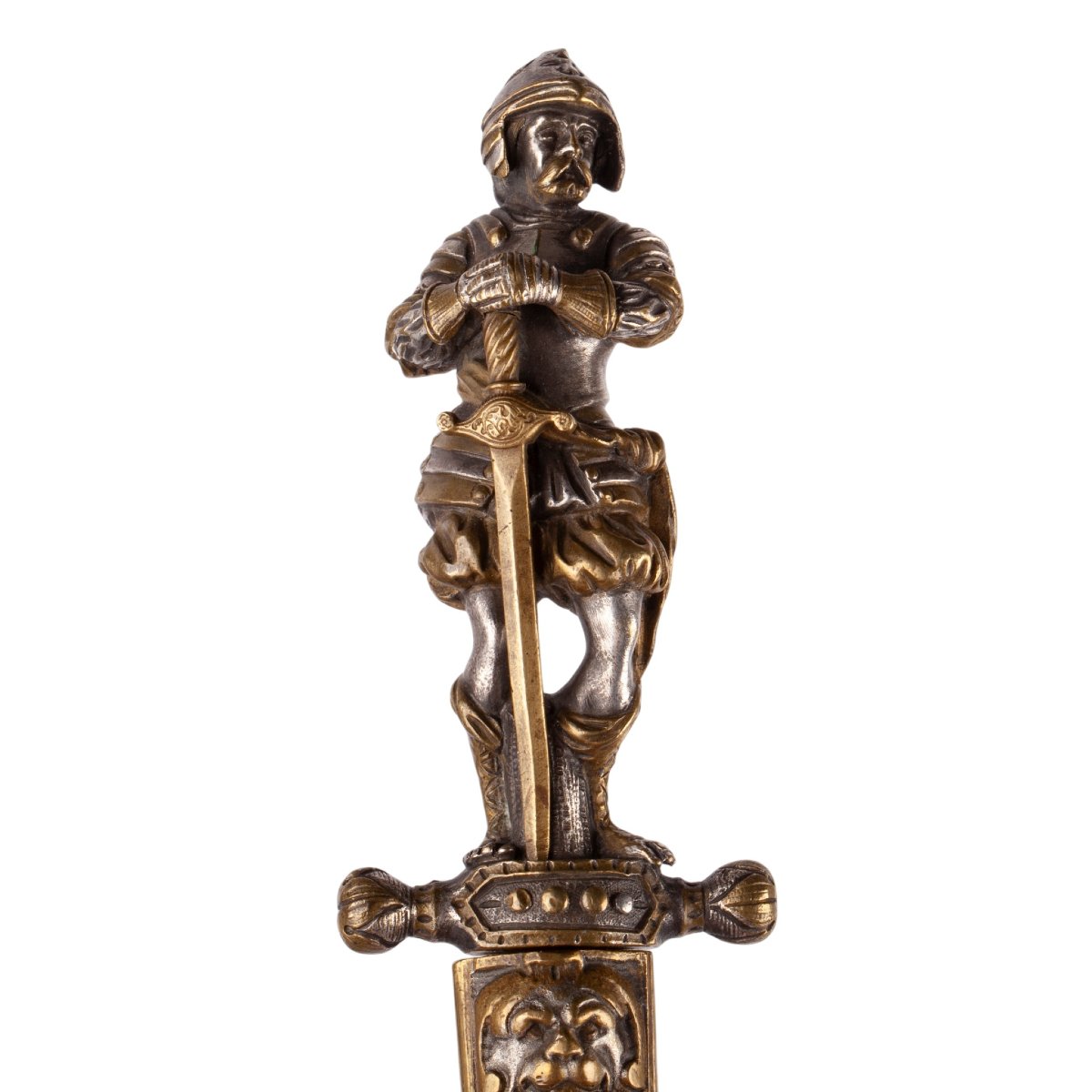 French Romantic Revival Neo-medieval Bronze Dagger, 19th Century-photo-4