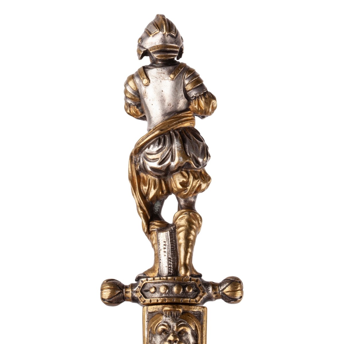 French Romantic Revival Neo-medieval Bronze Dagger, 19th Century-photo-1