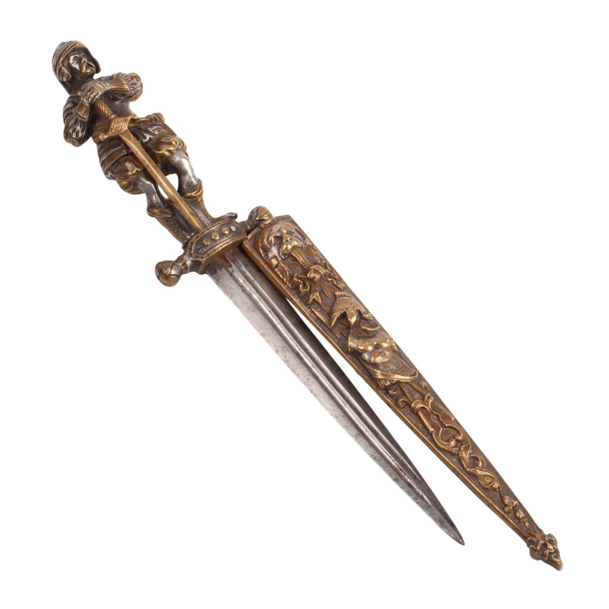 French Romantic Revival Neo-medieval Bronze Dagger, 19th Century