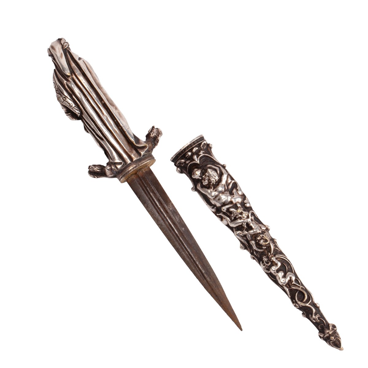 Romantic Revival Decorative Dagger With Female Figure, 19th Century-photo-4