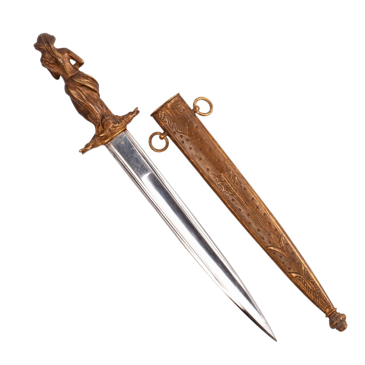 Romantic Revival Decorative Dagger With Female Figure, 19th Century-photo-2