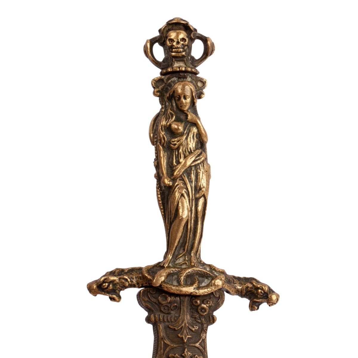 Romantic Revival Decorative Dagger With Female Figure And Skull Motif, 19th Century-photo-3