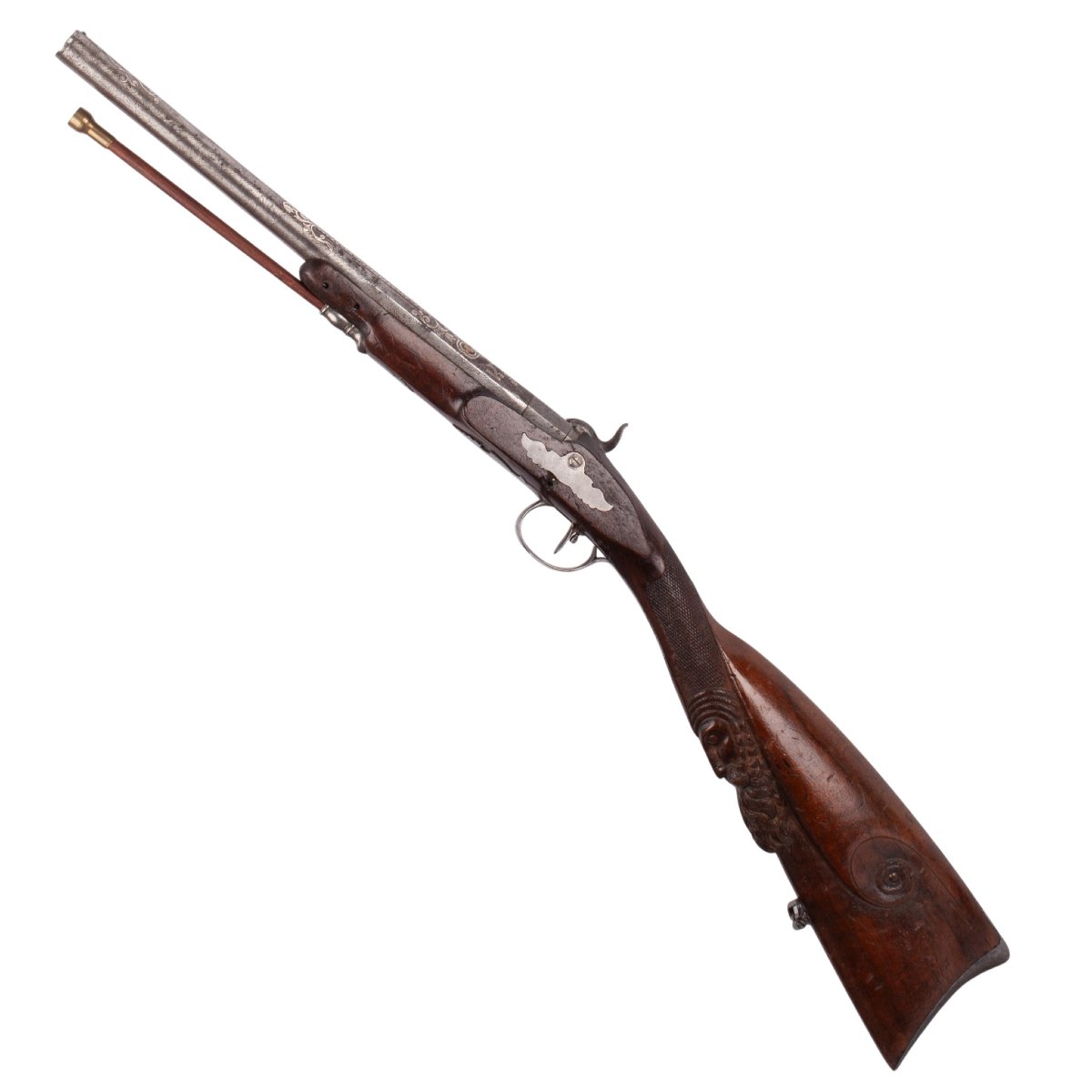 Small Children's Hunting Rifle With A Damascened Barrel, 19th Century-photo-2