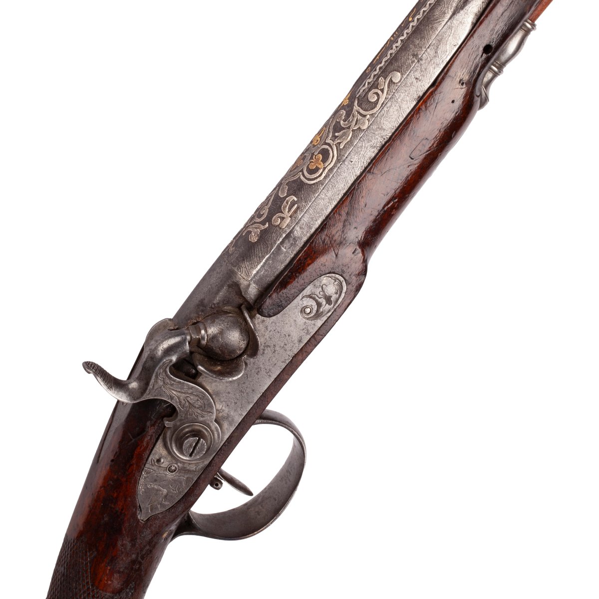 Small Children's Hunting Rifle With A Damascened Barrel, 19th Century-photo-1