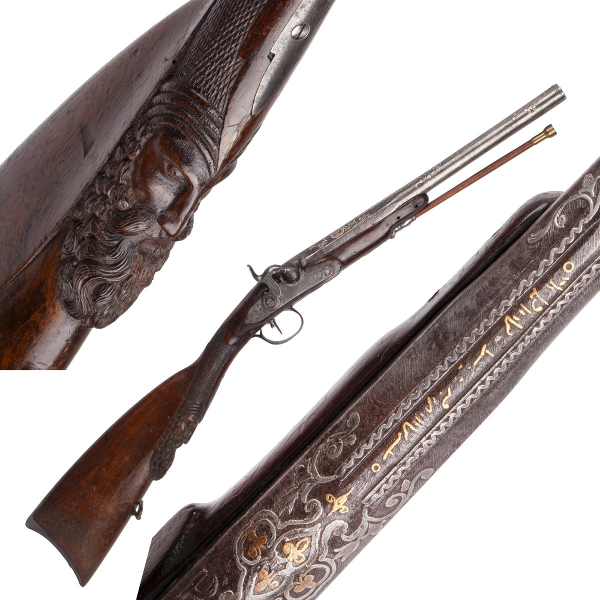 Small Children's Hunting Rifle With A Damascened Barrel, 19th Century