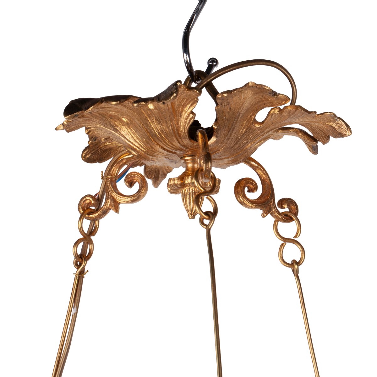 Lampe suspendue Napoléon III en porcelaine et opaline-photo-1