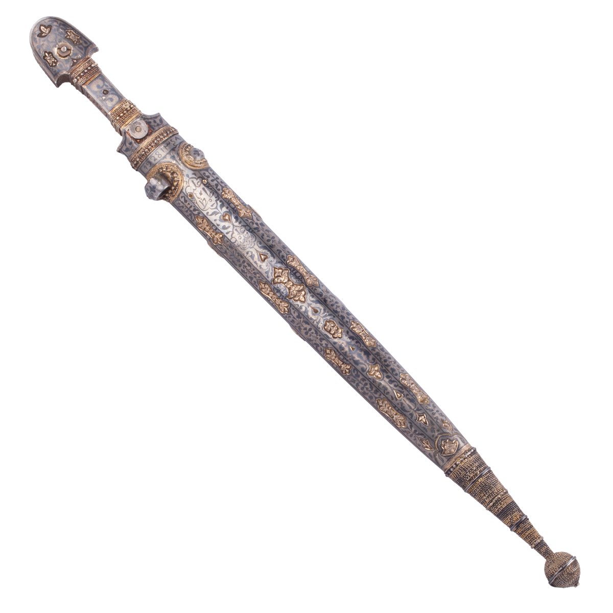 Poignard Kindjal caucasien à décor niellé d'argent, Haji Ali, 1348 AH-photo-2