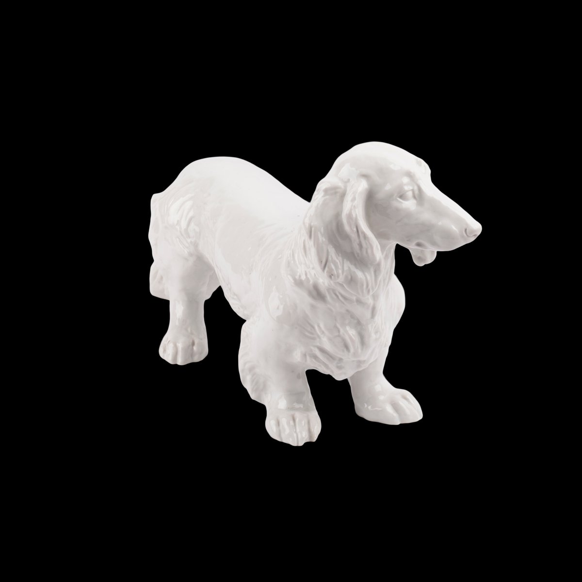 Porcelaine Allach–Teckel à poil long, modèle 75, d’après Ottmar Obermaier, fin des années 1930-photo-3
