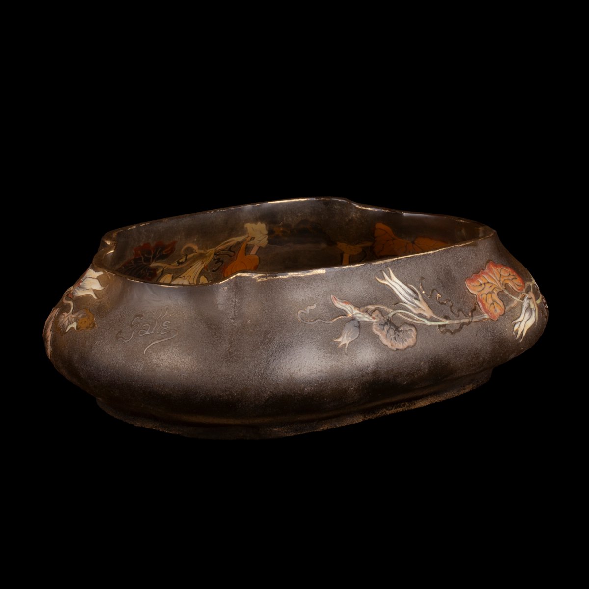 Coupe en verre Art nouveau d’Émile Gallé à décor de courges et feuillages, vers 1900-photo-4