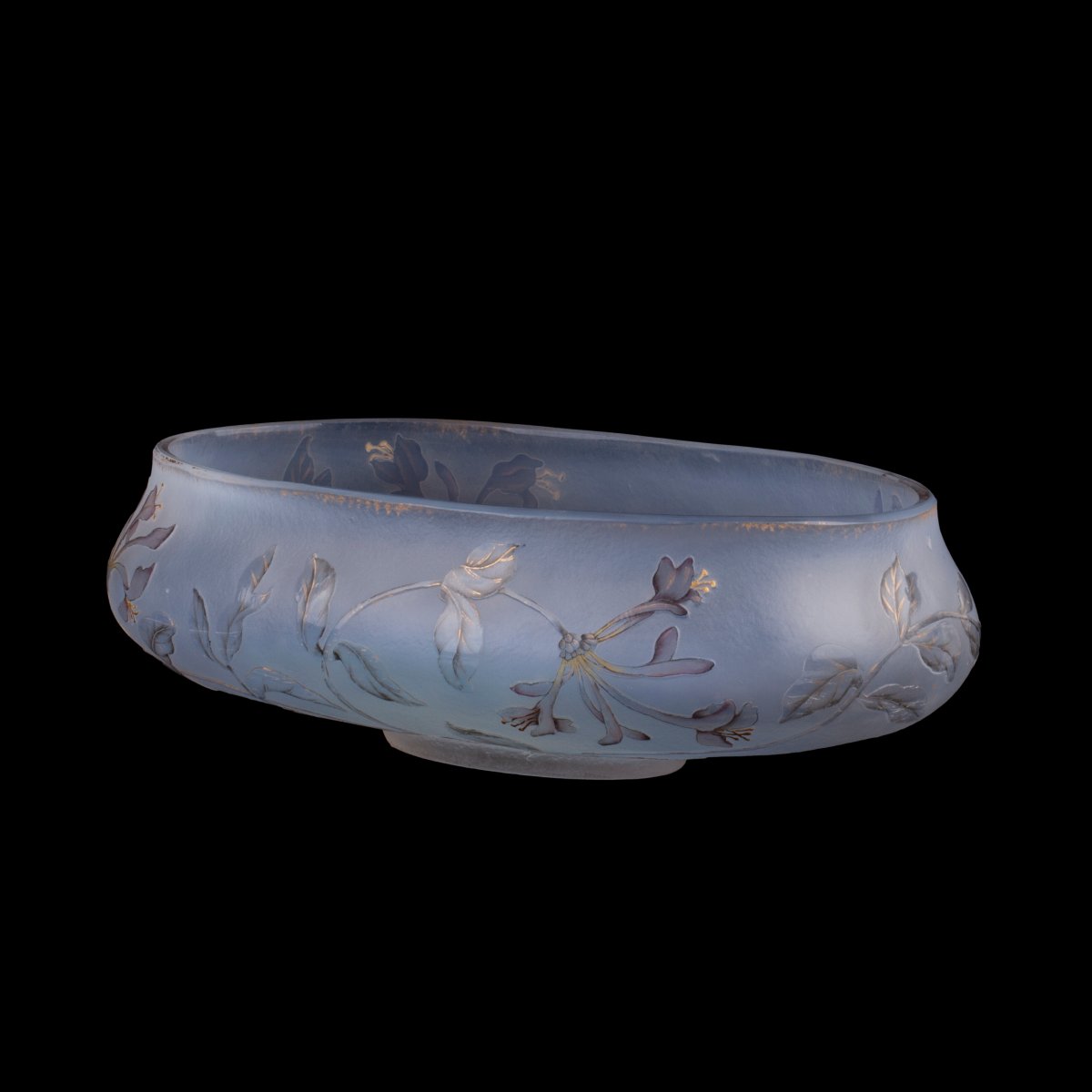 Coupe en verre opalescent Art nouveau Daum Nancy à décor de chèvrefeuille, vers 1900-photo-3