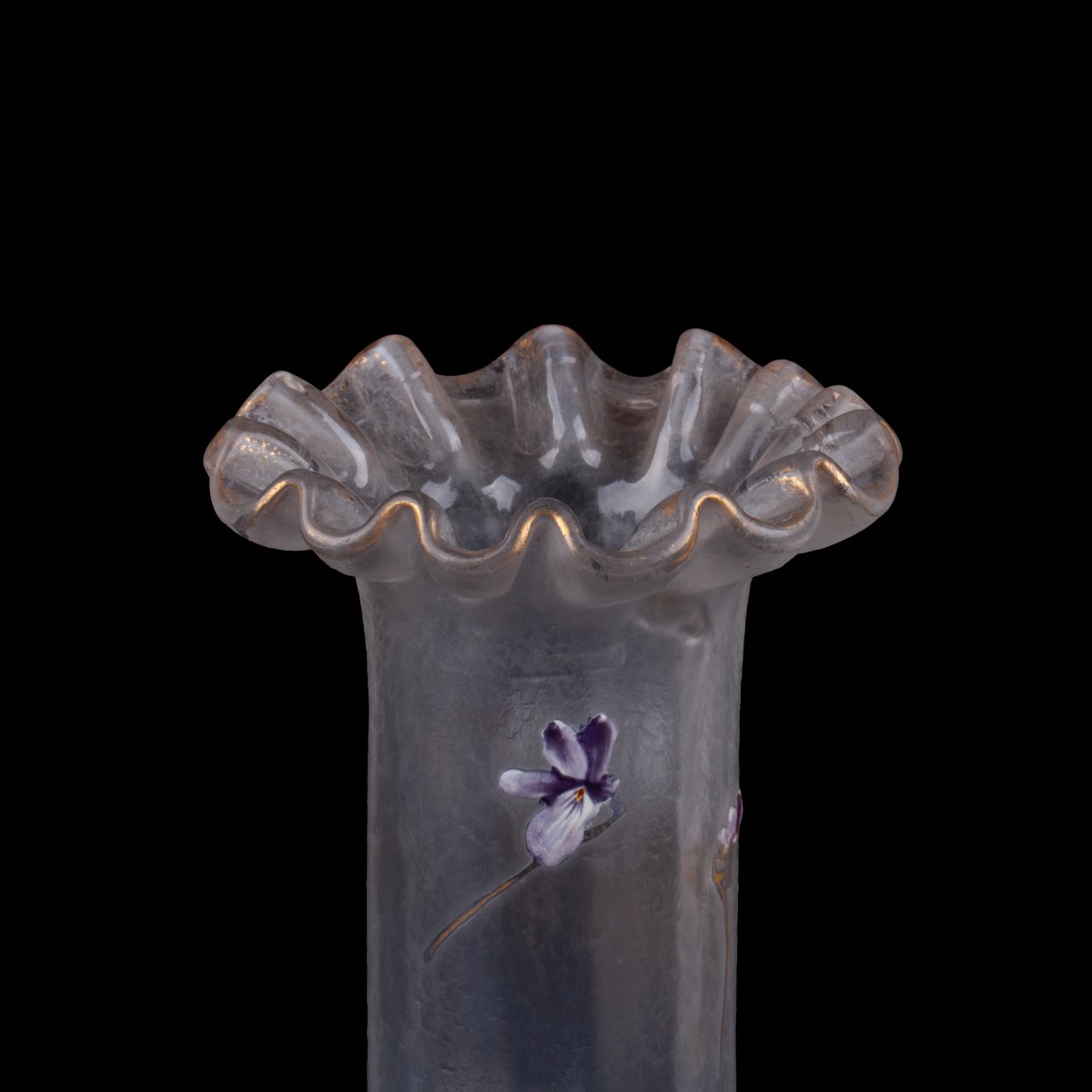 Art Nouveau Vase Attributed To Legras, With An Enamel Decoration Of Violets, France, Circa 1900-photo-2