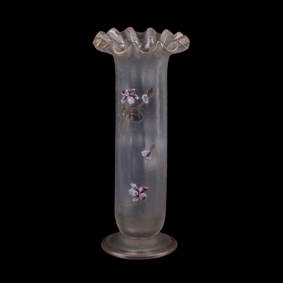 Art Nouveau Vase Attributed To Legras, With An Enamel Decoration Of Violets, France, Circa 1900-photo-3