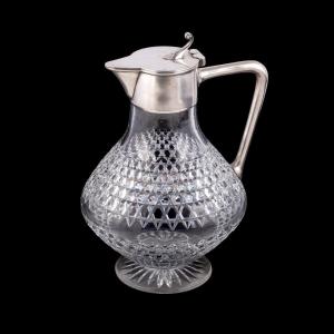 Une Carafe Russe En Vermeil Et Verre Taillé. Marque De Fabrique De Maria Linke Pour La Bolin 