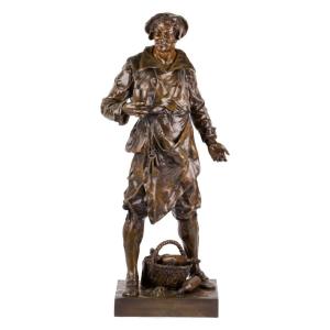 Exceptionnelle Rare Figure En Bronze « Le Sommelier » Par Emile Picault