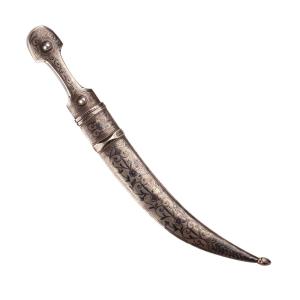 Dague Bebut Caucasienne Antique, Fin Du XIXe Siècle - Décor En Argent Et Nielle