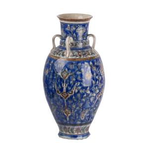 Large Qajar Vase With Underglaze Painted Decoration, Persia, 19th Century