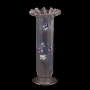 Art Nouveau Vase Attributed To Legras, With An Enamel Decoration Of Violets, France, Circa 1900