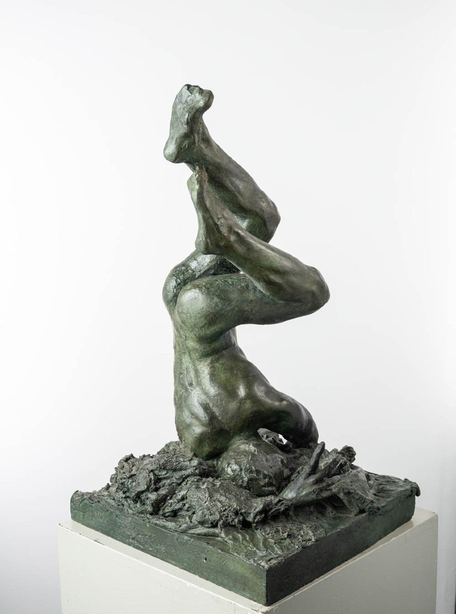 Male Nude, Bronze Sculpture – “icarus”-photo-3