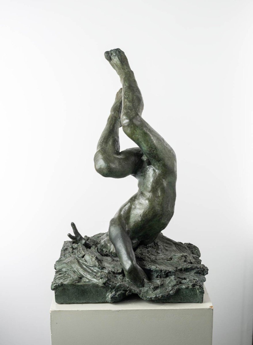 Male Nude, Bronze Sculpture – “icarus”-photo-2