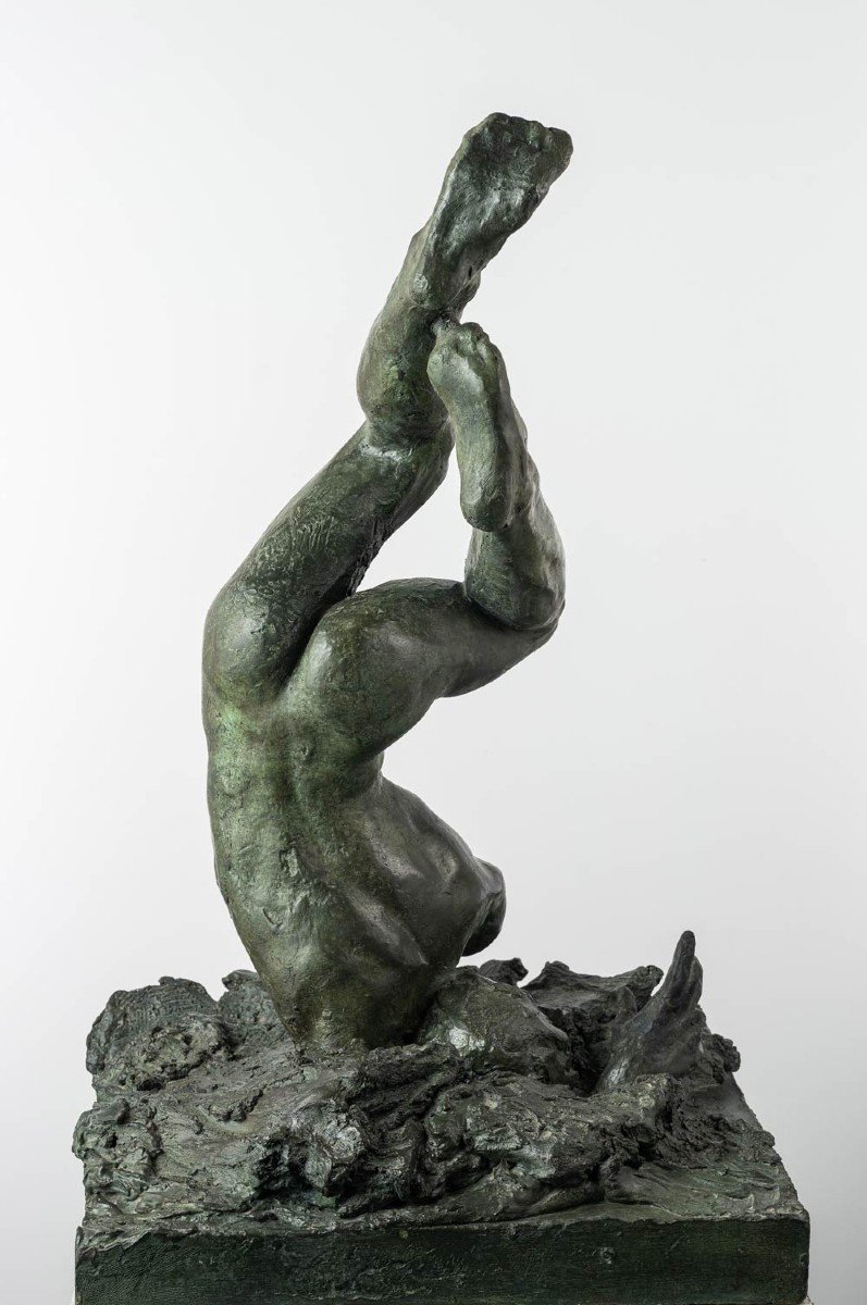 Male Nude, Bronze Sculpture – “icarus”-photo-2