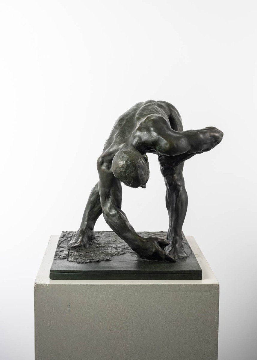 Nu Masculin, Sculpture En Bronze – « L’architecte » -photo-2