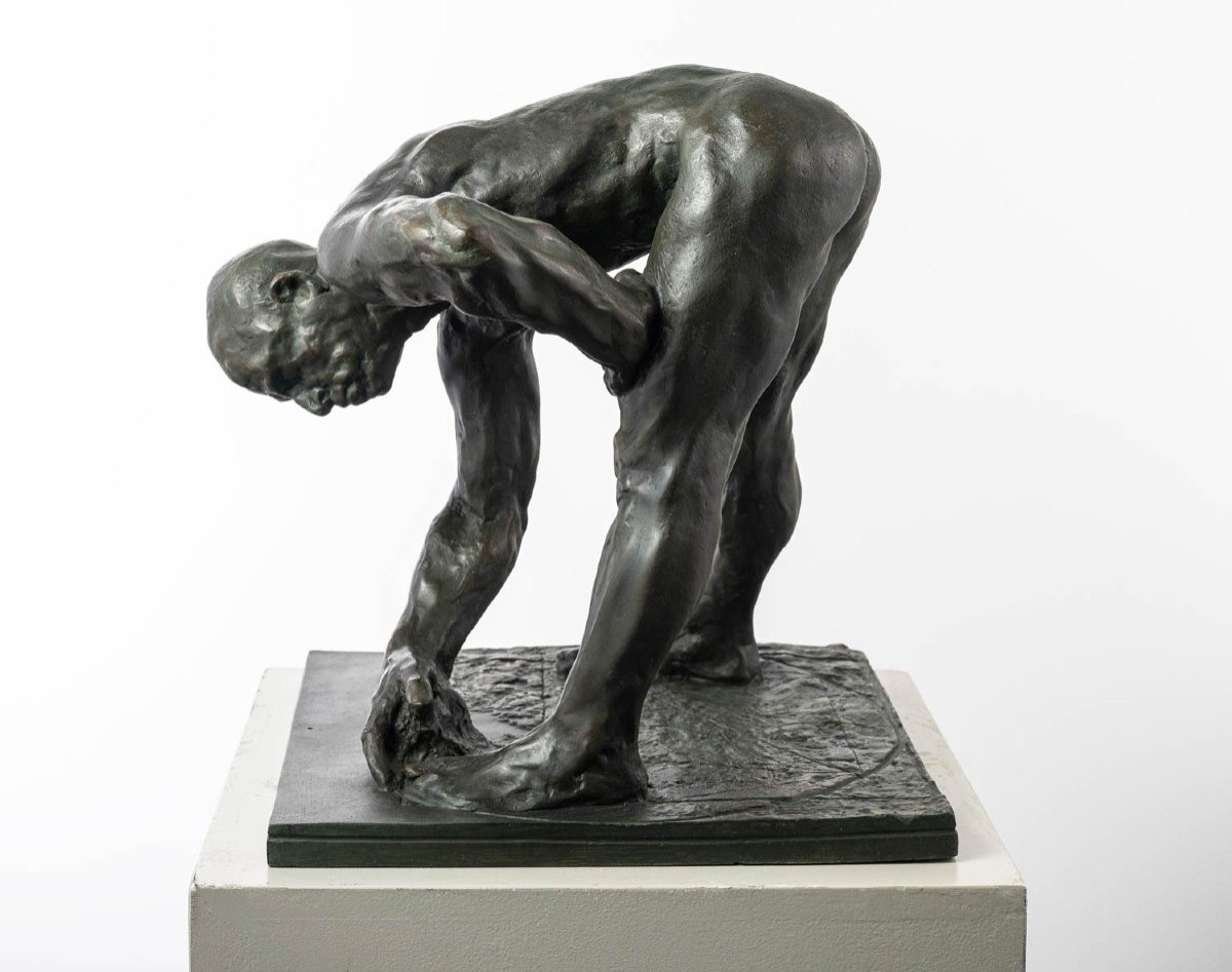 Nu Masculin, Sculpture En Bronze – « L’architecte » -photo-3