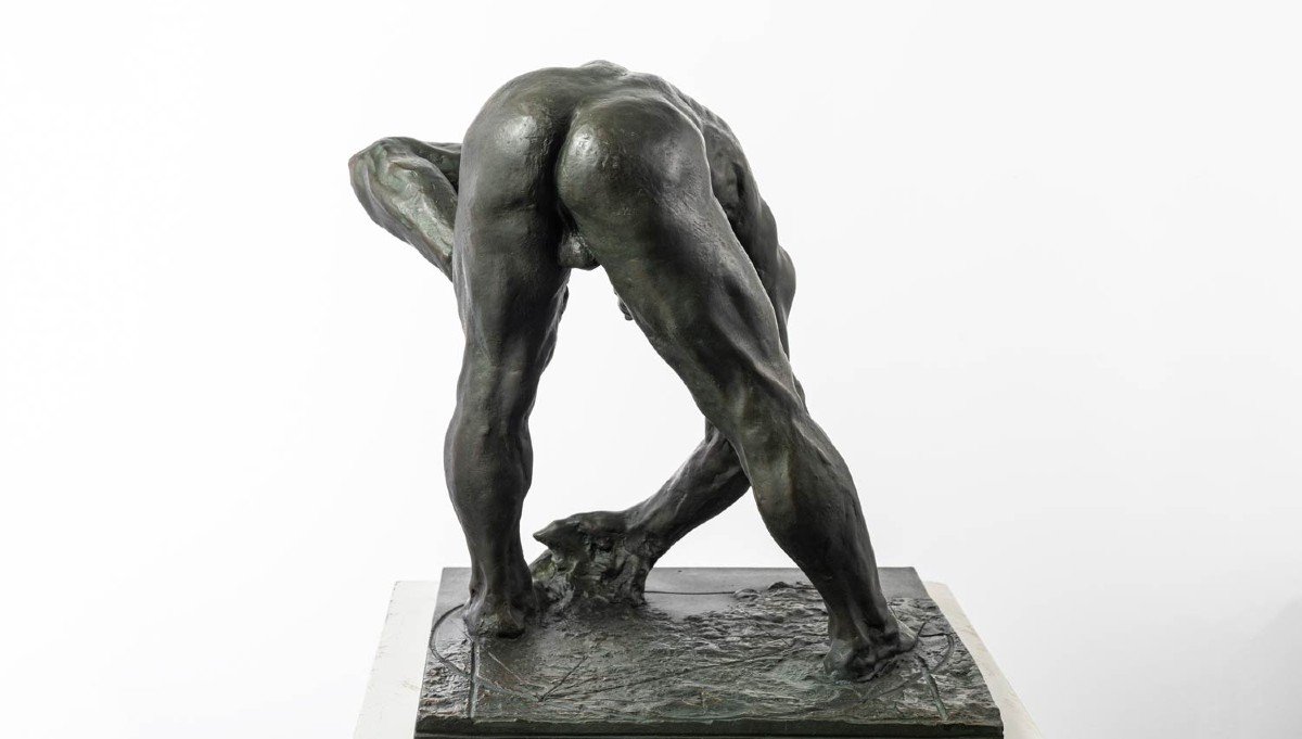 Nu Masculin, Sculpture En Bronze – « L’architecte » -photo-2