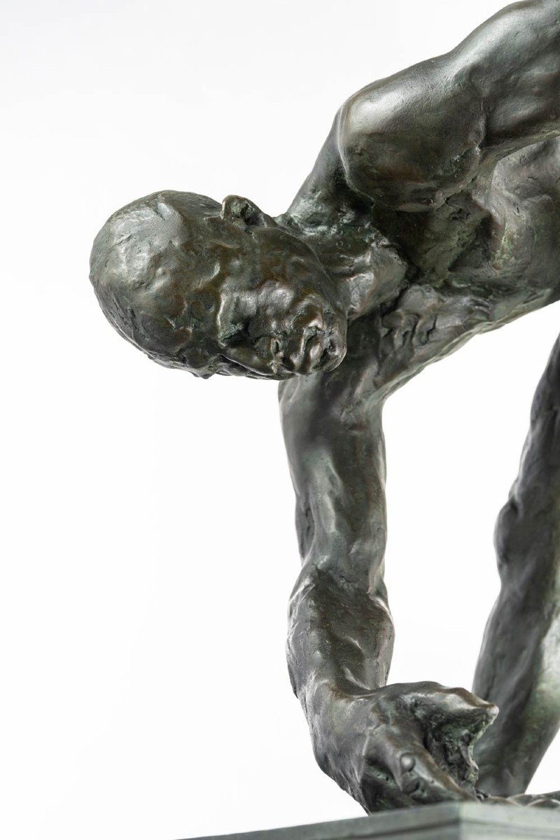Nu Masculin, Sculpture En Bronze – « L’architecte » -photo-4