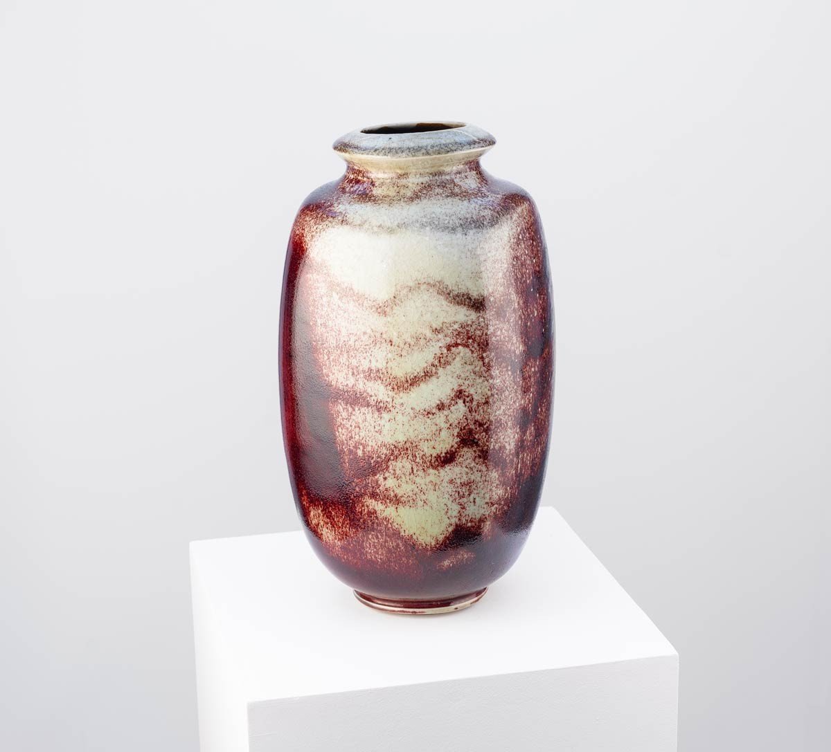 Four-sided Stoneware Vase With Oxblood And Grey-beige Covering – Michel Lanos (1926 – 2005)-photo-3