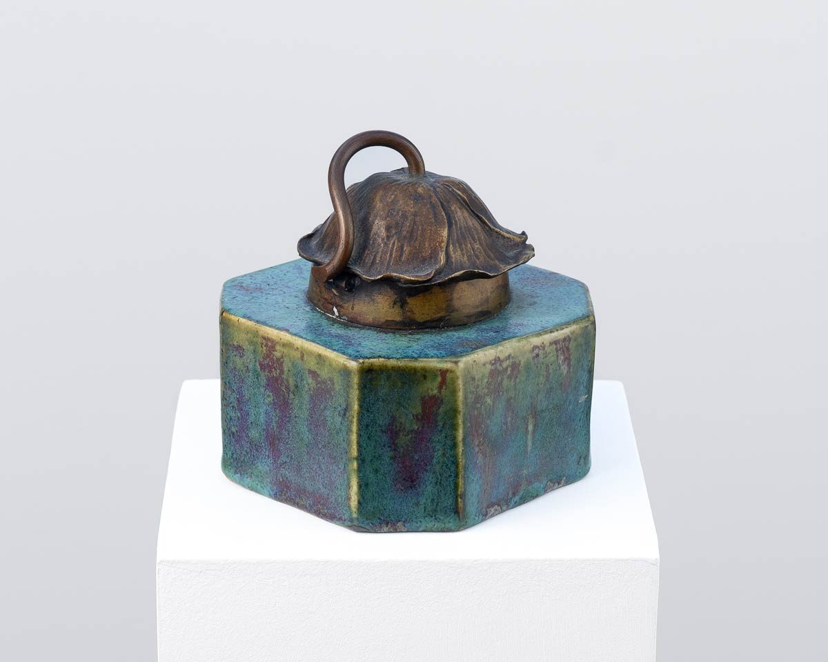 Stoneware Inkwell With Turquoise Covering Shaded With Oxblood Red – Pierre-adrien Dalpayrat-photo-3