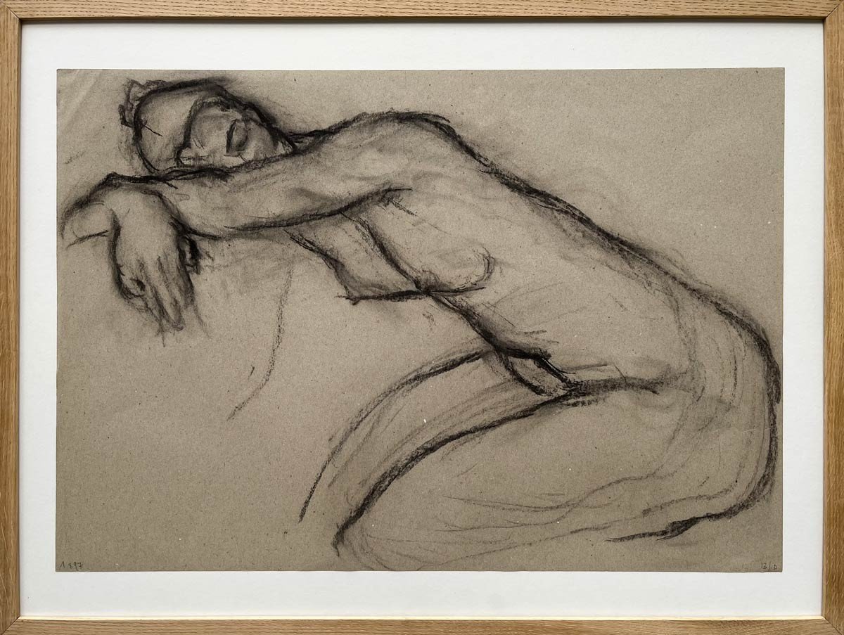 Nu Féminin - Dessin Au Fusain - Pierre Lèbe
