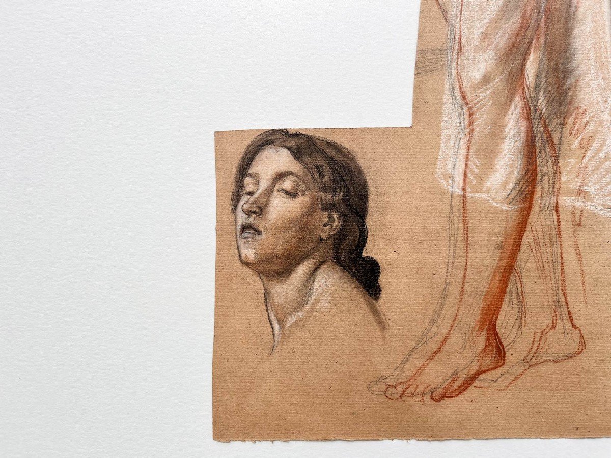Preparatory Drawings - Neoclassical Study Of A Woman - Alexis-joseph Mazerolle-photo-3