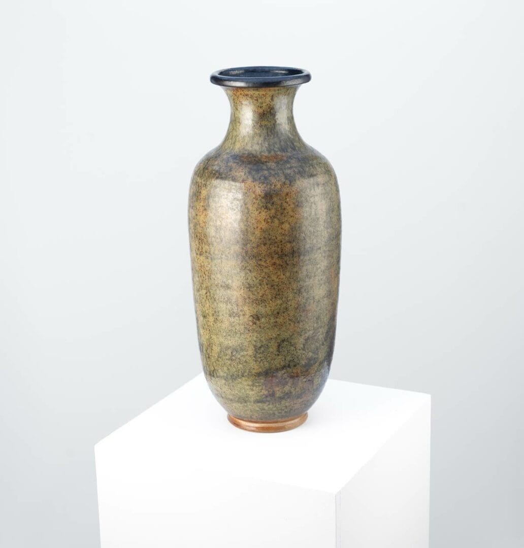 Vase Art Deco Ocre Vert - Roger Guerin-photo-5
