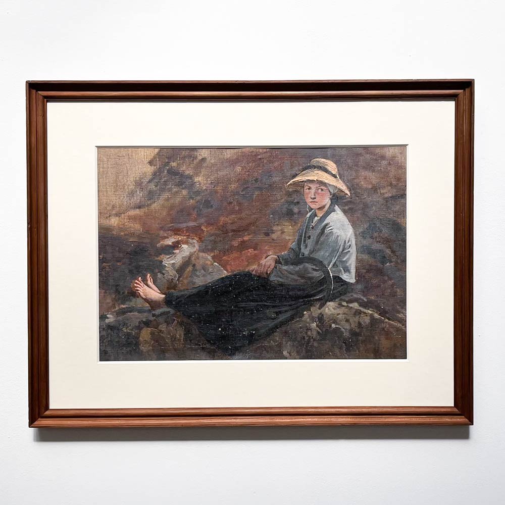 Oil Study On Canvas - Little Peasant Girl Resting - Alexis-joseph Mazerolle-photo-4