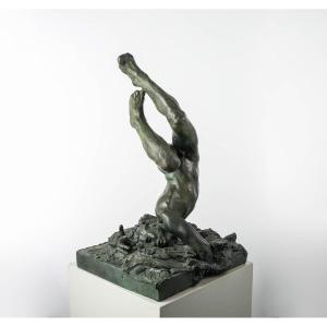 Nu Masculin, Sculpture En Bronze – « Icare » 