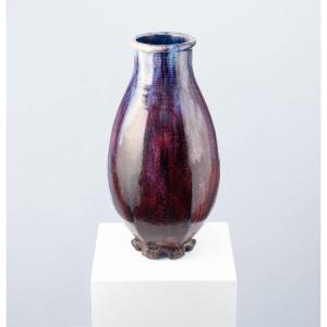 Oxblood Ovoid Vase In Porcelain Stoneware – Frédéric Kiefer 