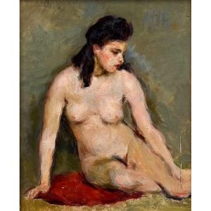 Etude Impressionniste d'Un Nu Féminin - Attribué à Lucien Mignon ( 1865-1944)