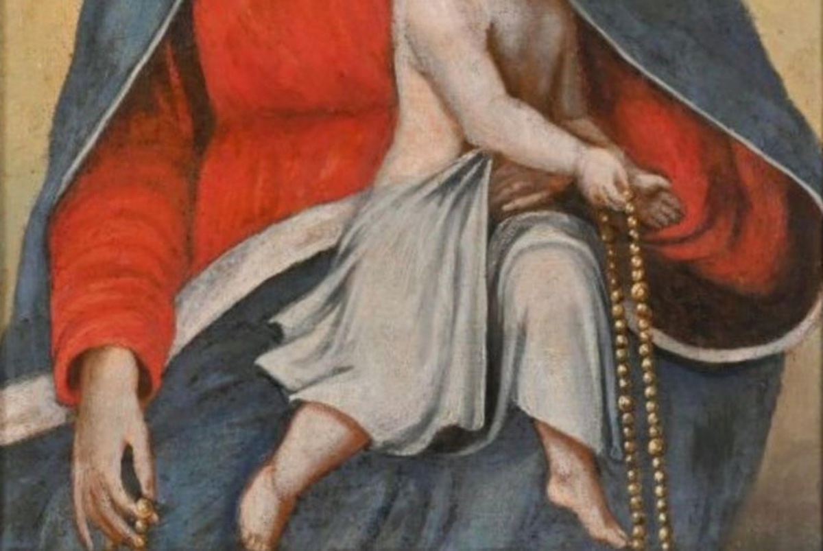 17th Century French School "virgin And Child (virgin Of The Rosary)"-photo-3