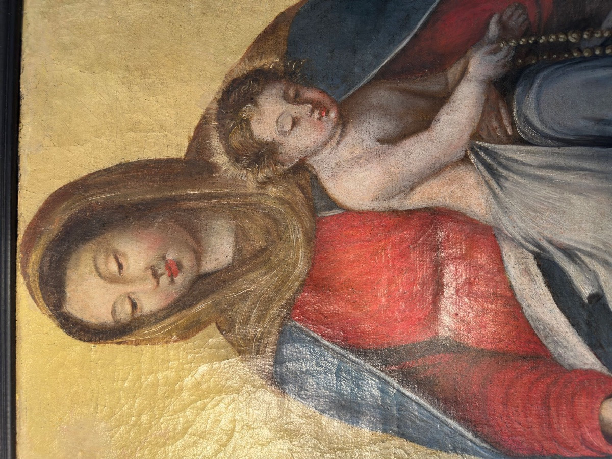 17th Century French School "virgin And Child (virgin Of The Rosary)"-photo-4