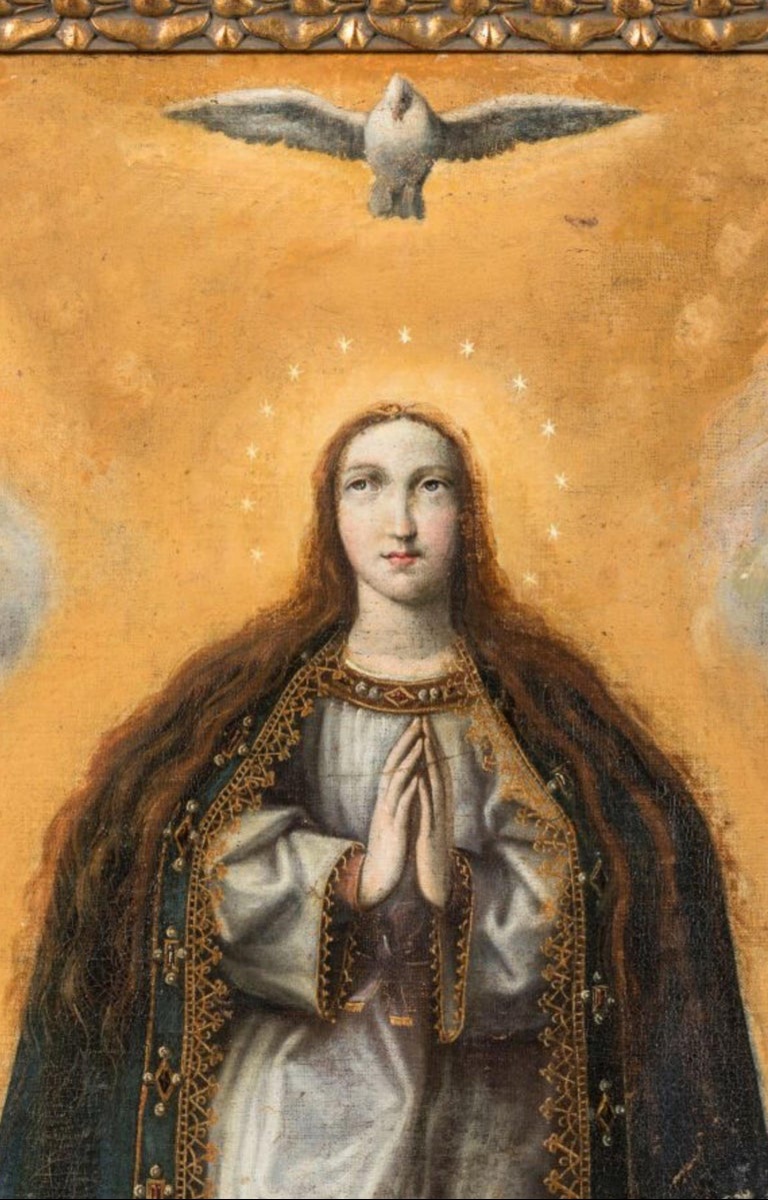 école Mexicaine Du XVIIe Siècle - « annonciation ».-photo-2