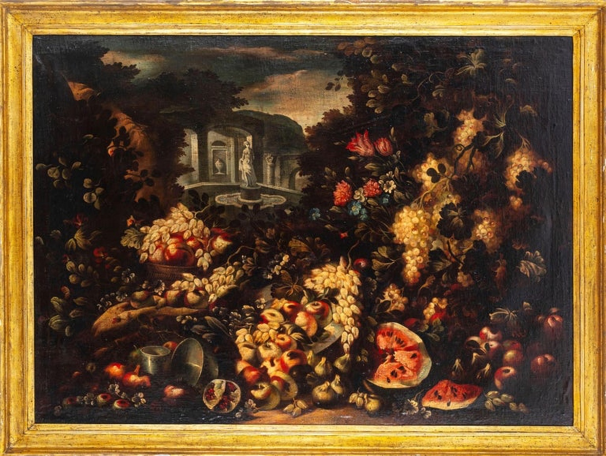Abraham Brueghel (1631 - 1690) Attribution - "triumph Of Flowers And Fruits In The Open Air"