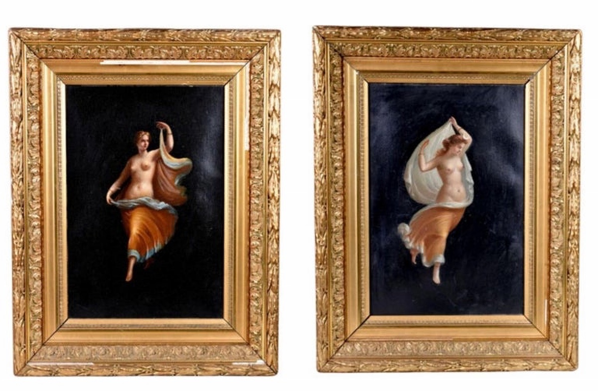 Important Pair Of Paintings From The Italian School "night And Day", 19th Century-photo-2