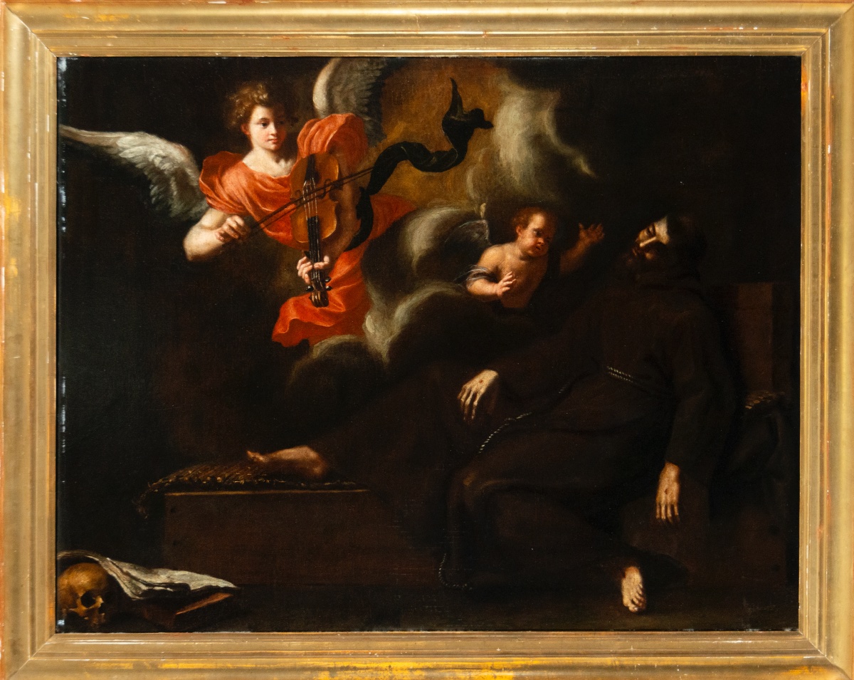 Maître De l'Ecole Napolitaine Du XVIIe Siècle "Vision De Saint François"-photo-4