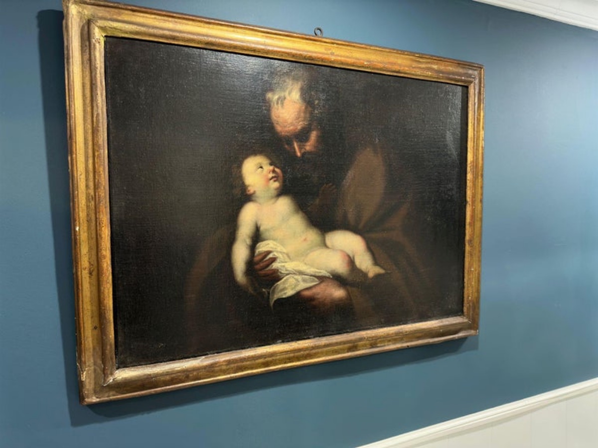 17th Century Italian School "saint Joseph And The Child"-photo-2
